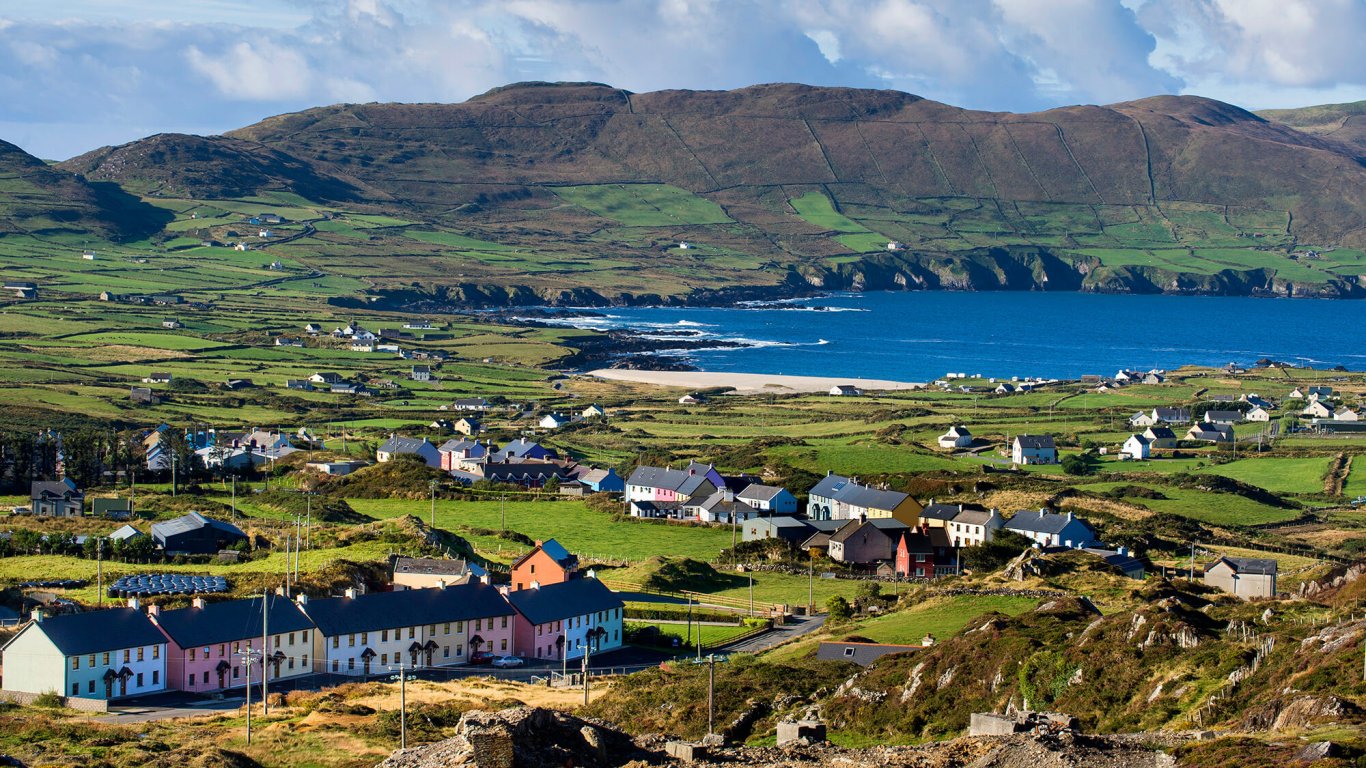 The colourful village of Allihies on the Beara peninsula in Ireland