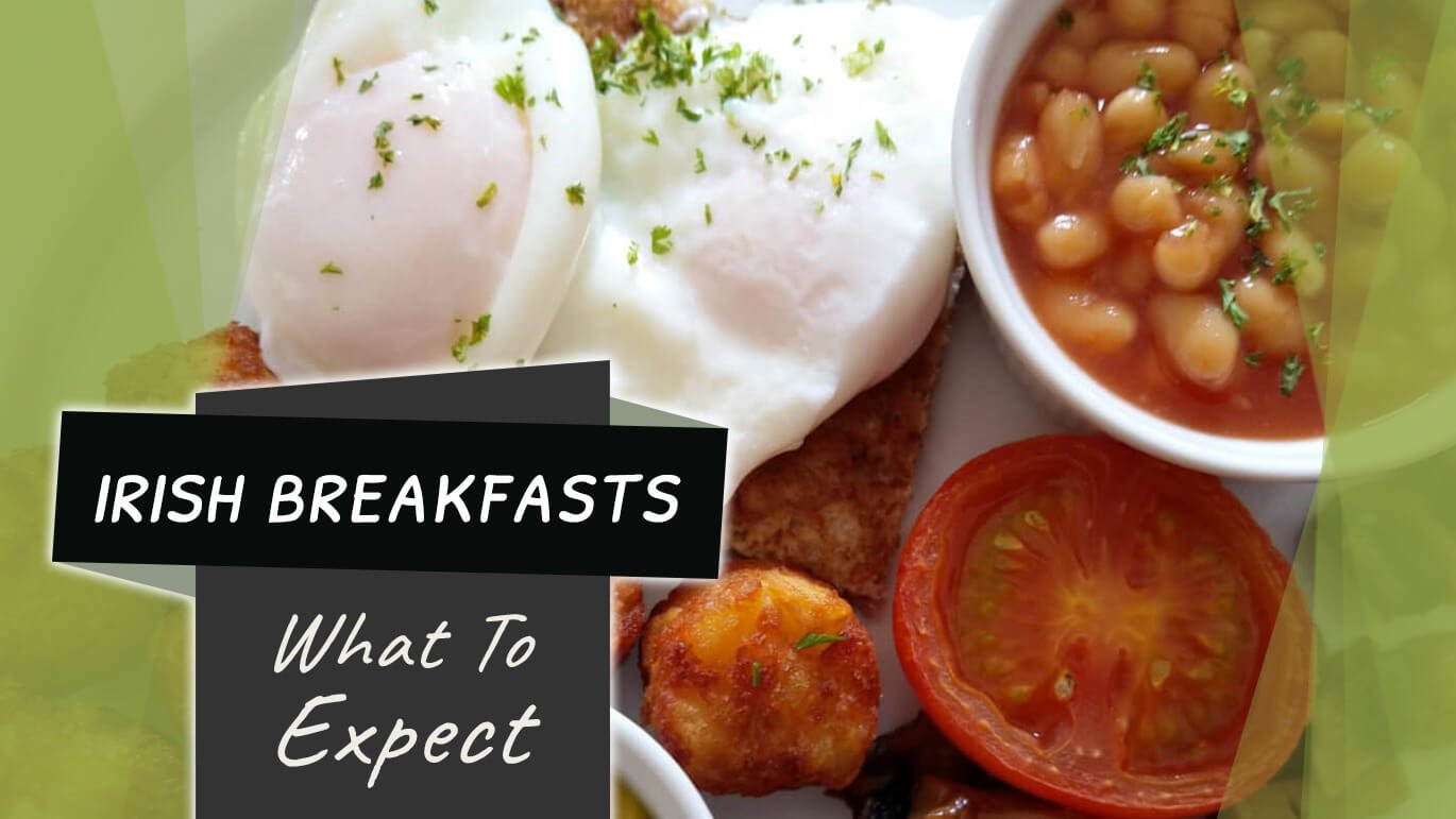 Irish Breakfasts: What To Expect feature image with eggs, baked beans and tomatoes