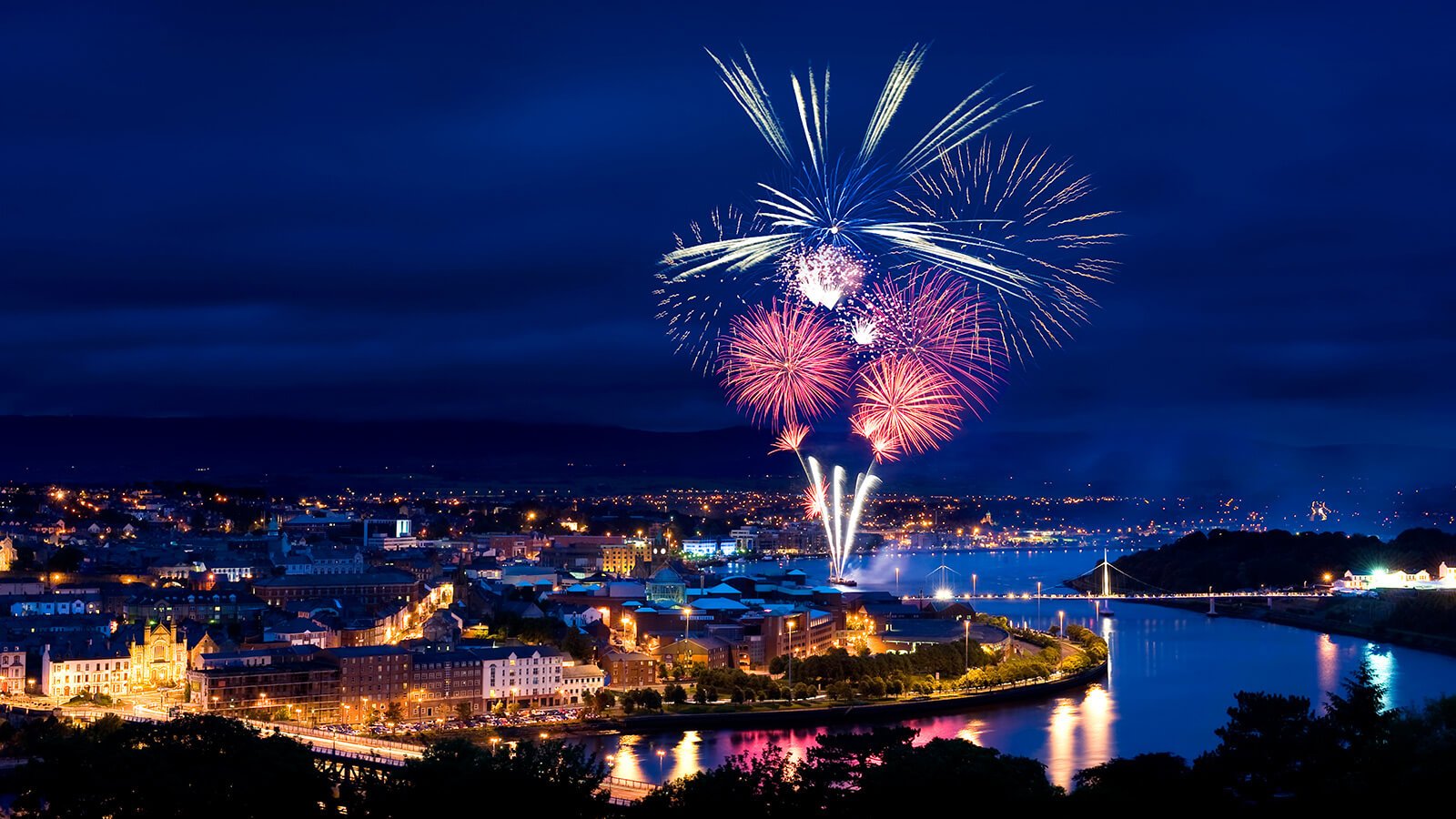 Foyle Derry fireworks in Ireland at Halloween
