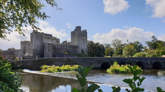 The exterior of Cahir Castle on the river Suir