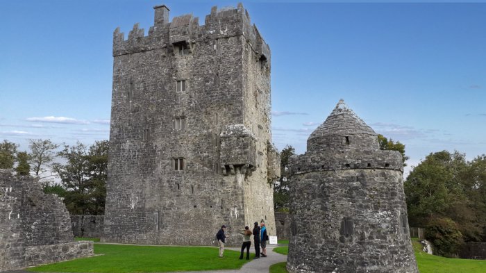 Blue skies over Aughnanure Castle in Ireland