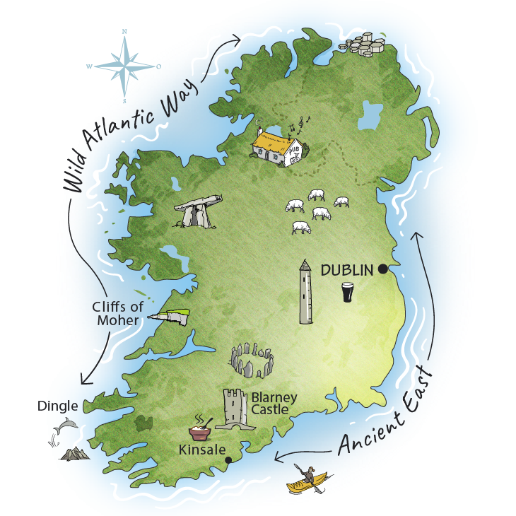 6 Day Ireland Food Tour Map