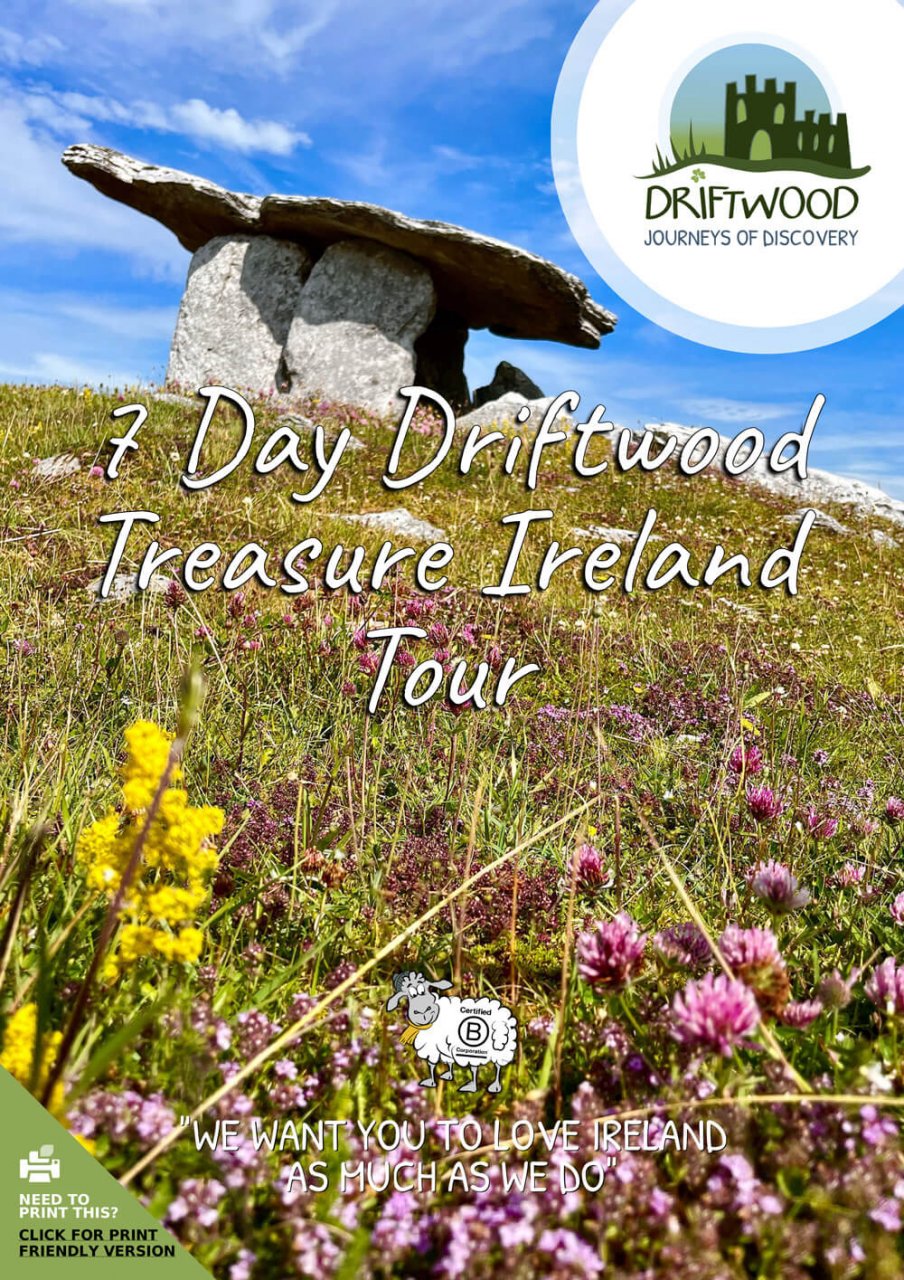 7 Day Driftwood Treasure Ireland Tour itinerary cover showing dolmen