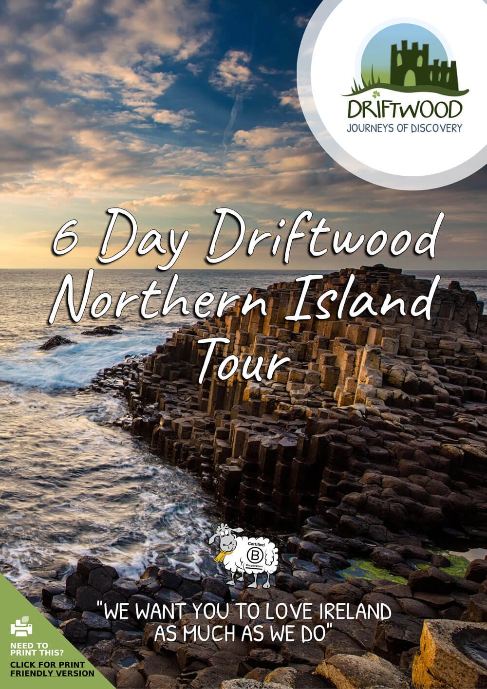 6 Day Driftwood Northern Island Tour itinerary cover with Giant's Causeway