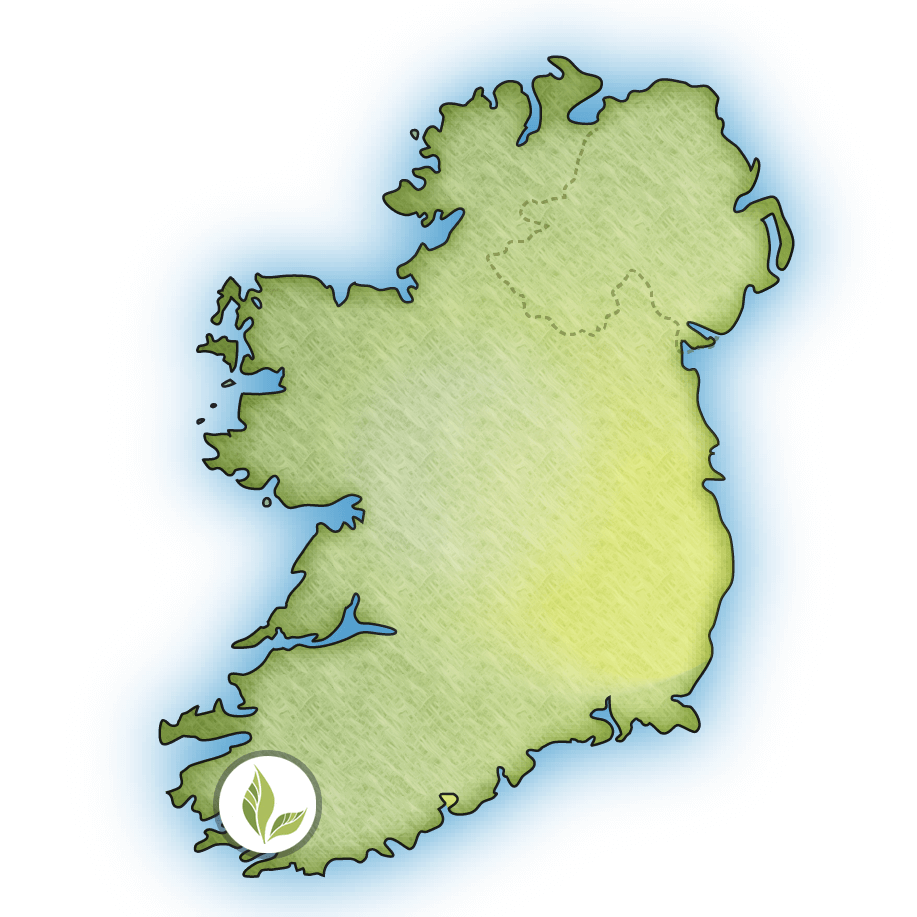 Illustrated Ireland map showing location of hotel
