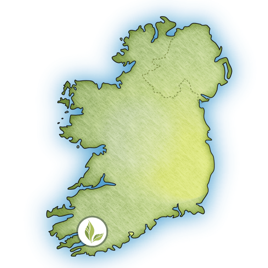 Illustrated Ireland map showing location of hotel