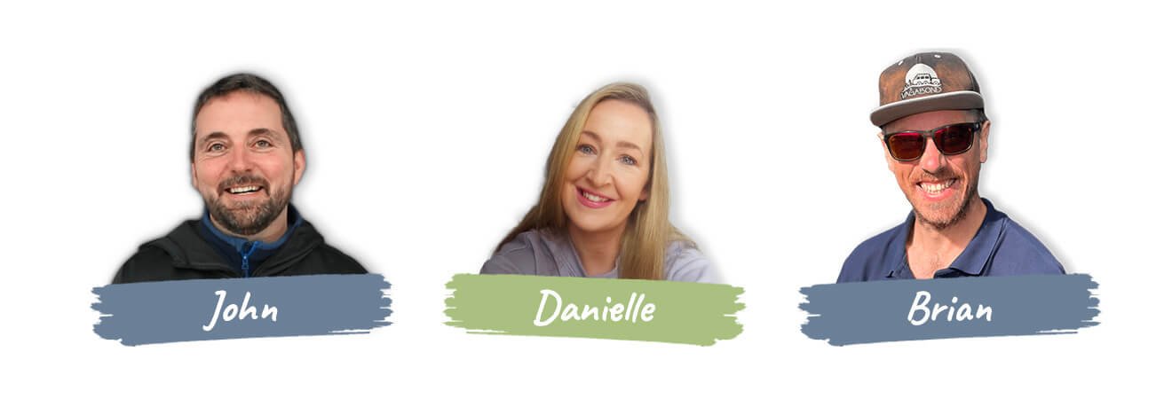 John, Danielle and Brian staff profiles