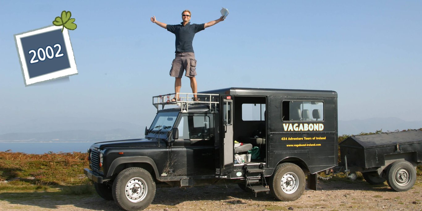 Rob on the original Vagabond tour vehicle in Ireland