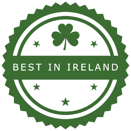 Green Best in Ireland award badge with shamrock