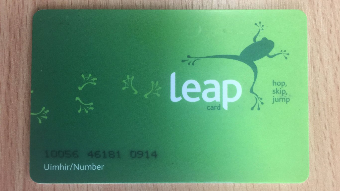 A leap card which is used to pay for public transport in Dublin and surrounding areas 