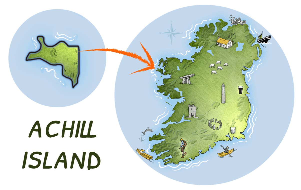 Map of Achill Island off the coast of Ireland