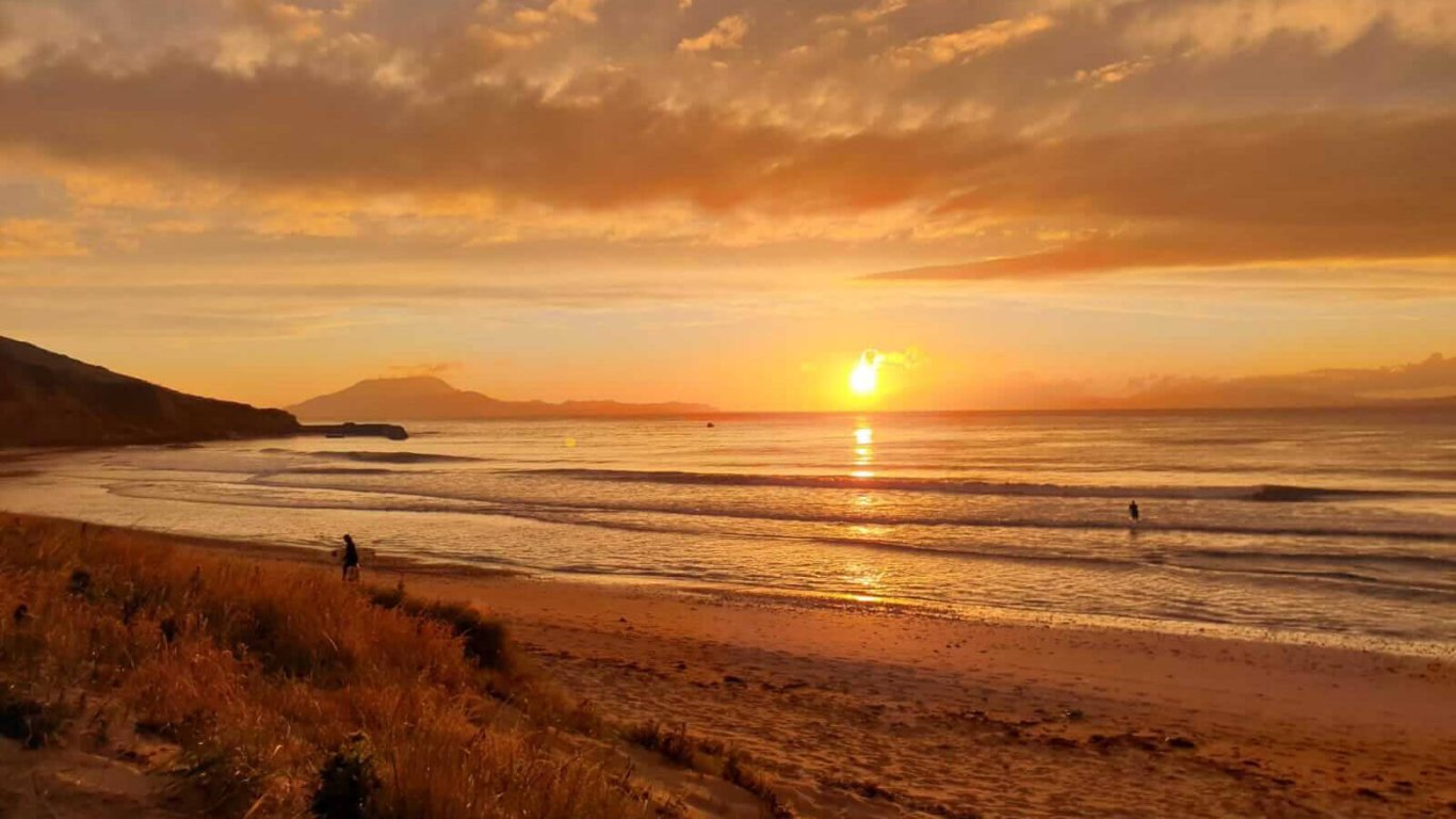 Sunset at beach in Ireland, Carrowmore in Mayo