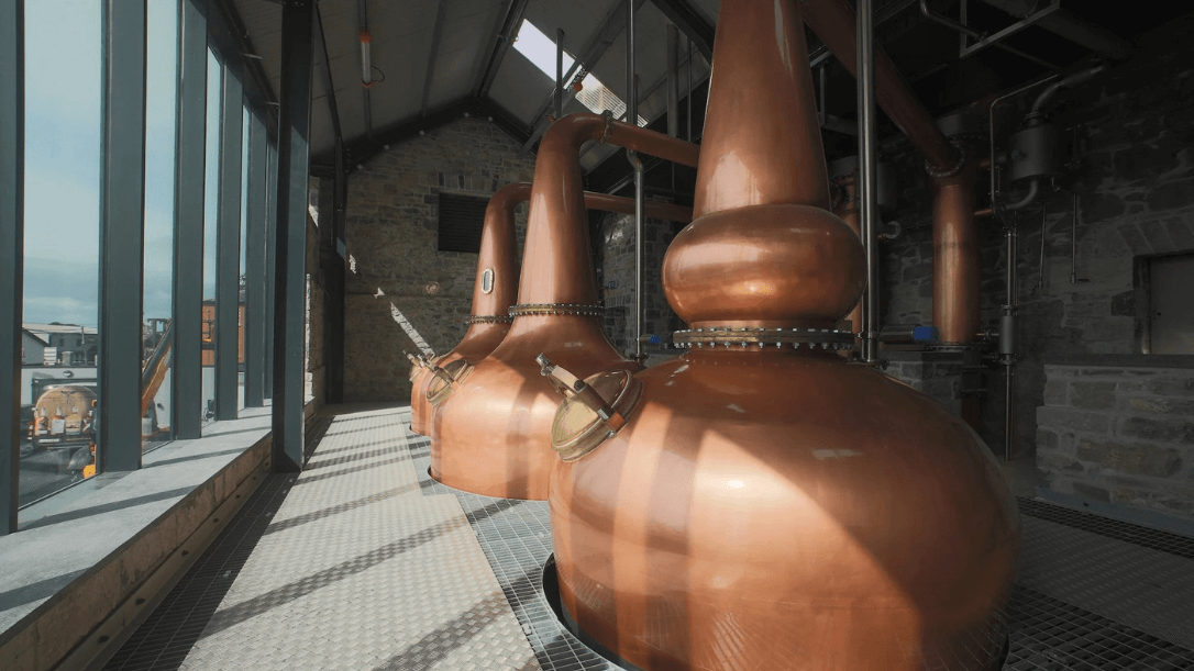 The inside of Ahascragh whiskey distillery