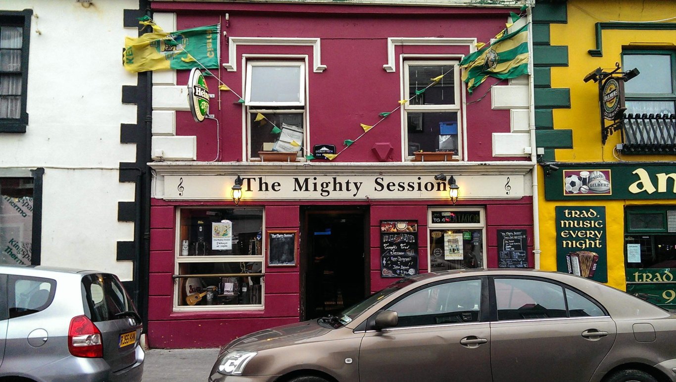 The Mighty Session pub exterior in Dingle, Ireland