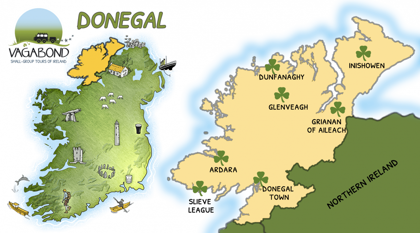 Map of Donegal by Vagabond Small-Group Tours of Ireland