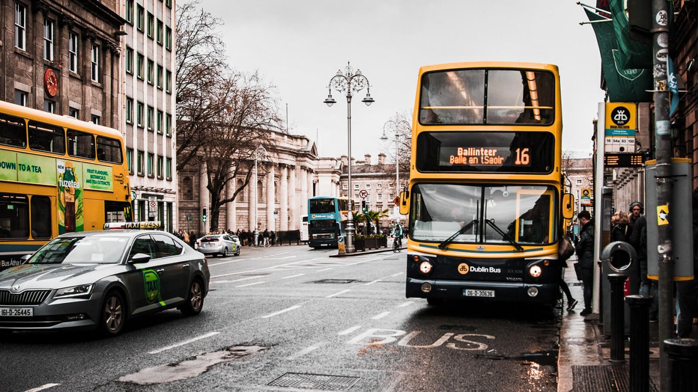 Dublin Bus on Dame Street in Ireland