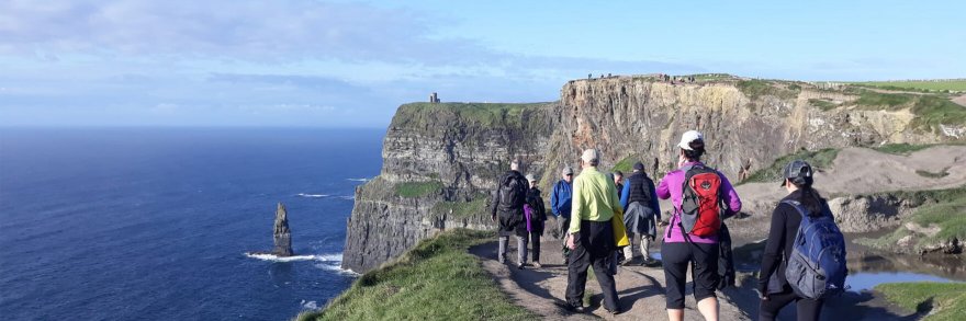 A Vagabond group on a hike on the Cliffs of Moher