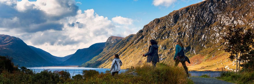 Guests hiking in Glenveagh National Park
