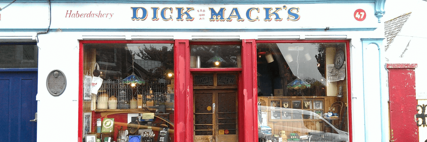 The front exterior of Dick Mack's pub in Dingle The front exterior of Dick Mack's pub in Dingle