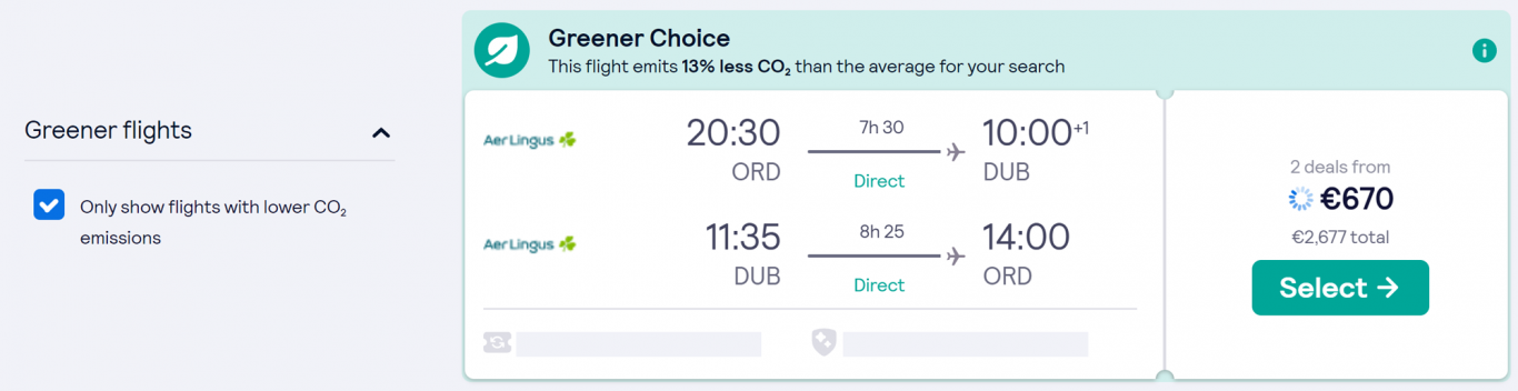How to choose greener flights on Skyscanner