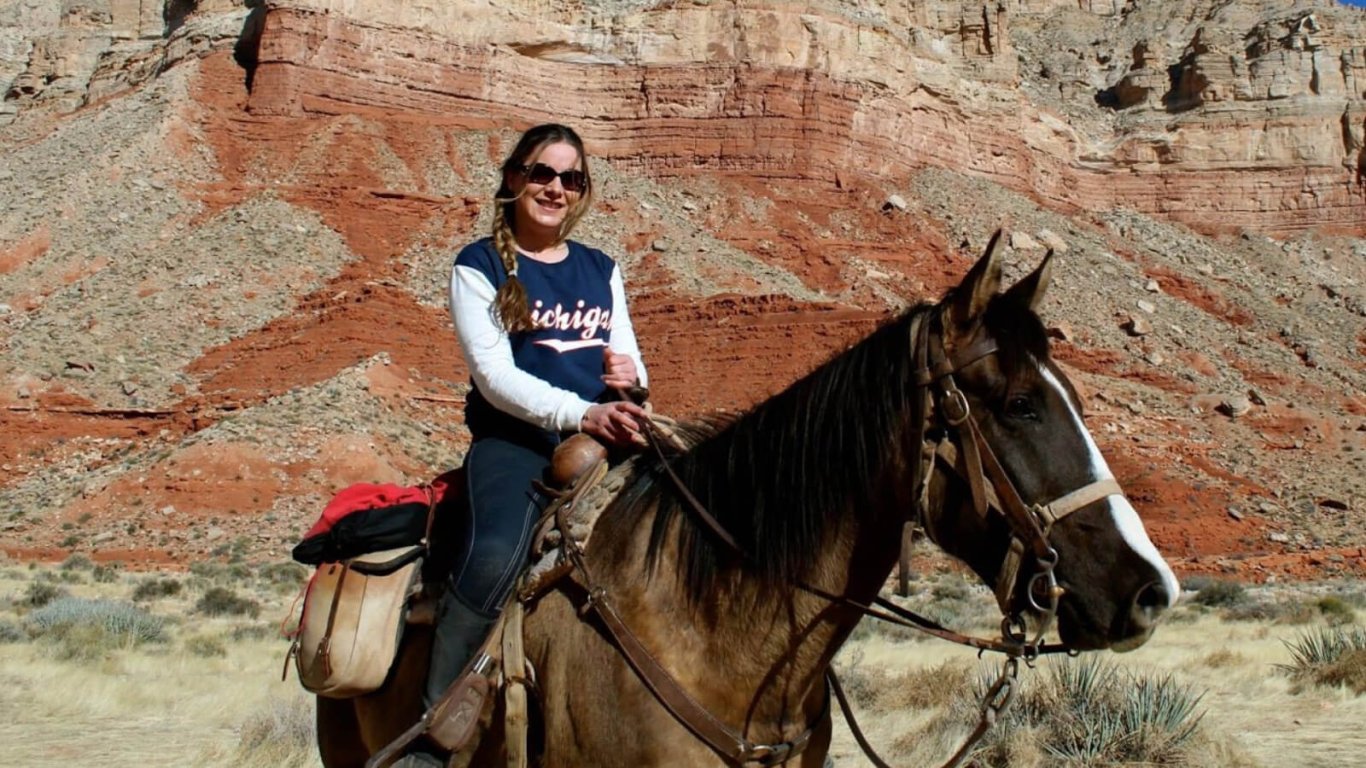 Denise the VagaGuide Ireland Tour Guide on horseback in Chile