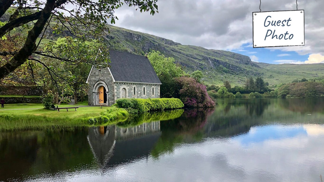 Scenic Gougane Barra church in June in Ireland