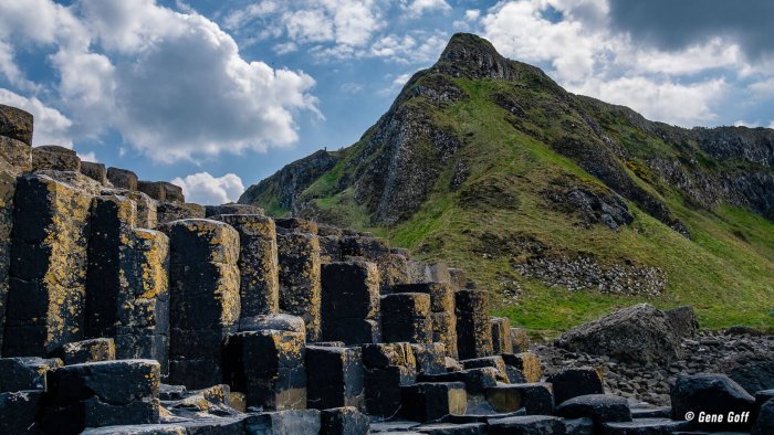 Giants causeway with a mountain the background