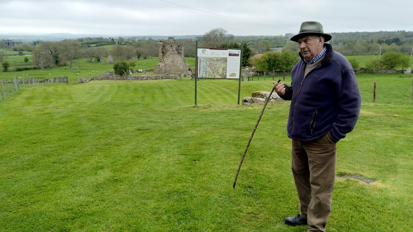 Joe O'Connell telling some stories of Tintern Abbey on the ancient east tour