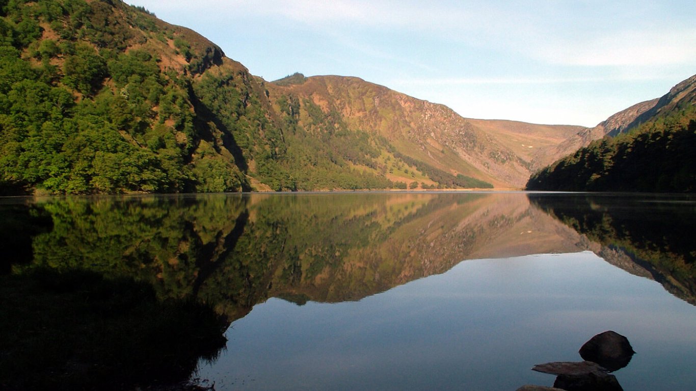 Glendalough lake surrounded by the valley