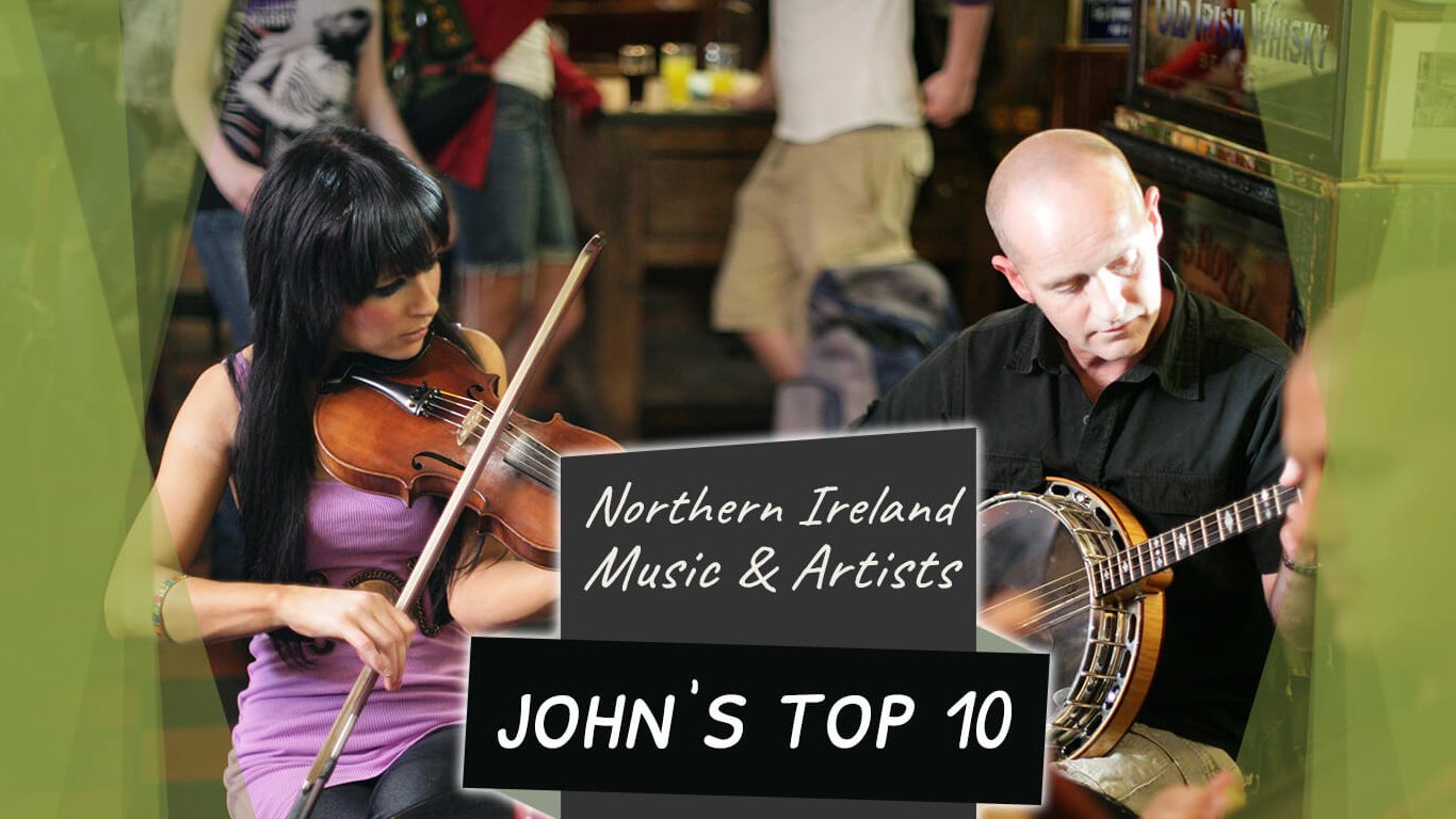 Northern Ireland Music and Artists blog feature image with graphics overlaid over two musicians