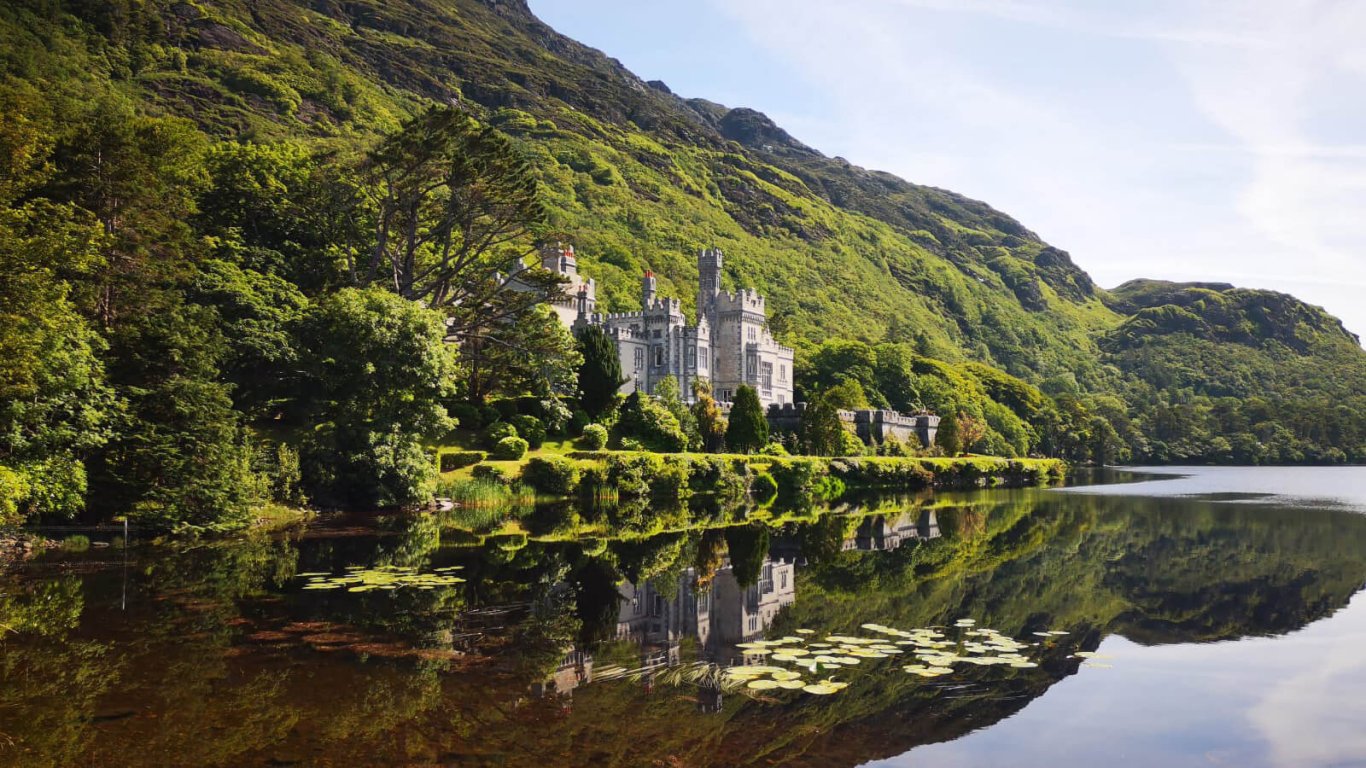 Scenic shot of Kylemore Abbey in Connemara, Ireland