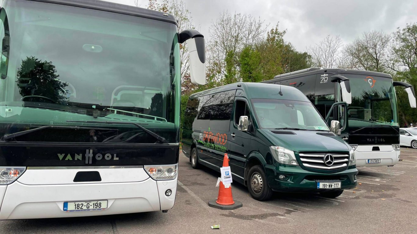 Comparing size of Drifter Ireland tour vehicle with big buses