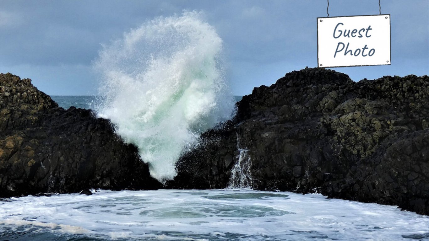 Waves crash on the coast of Northern Ireland