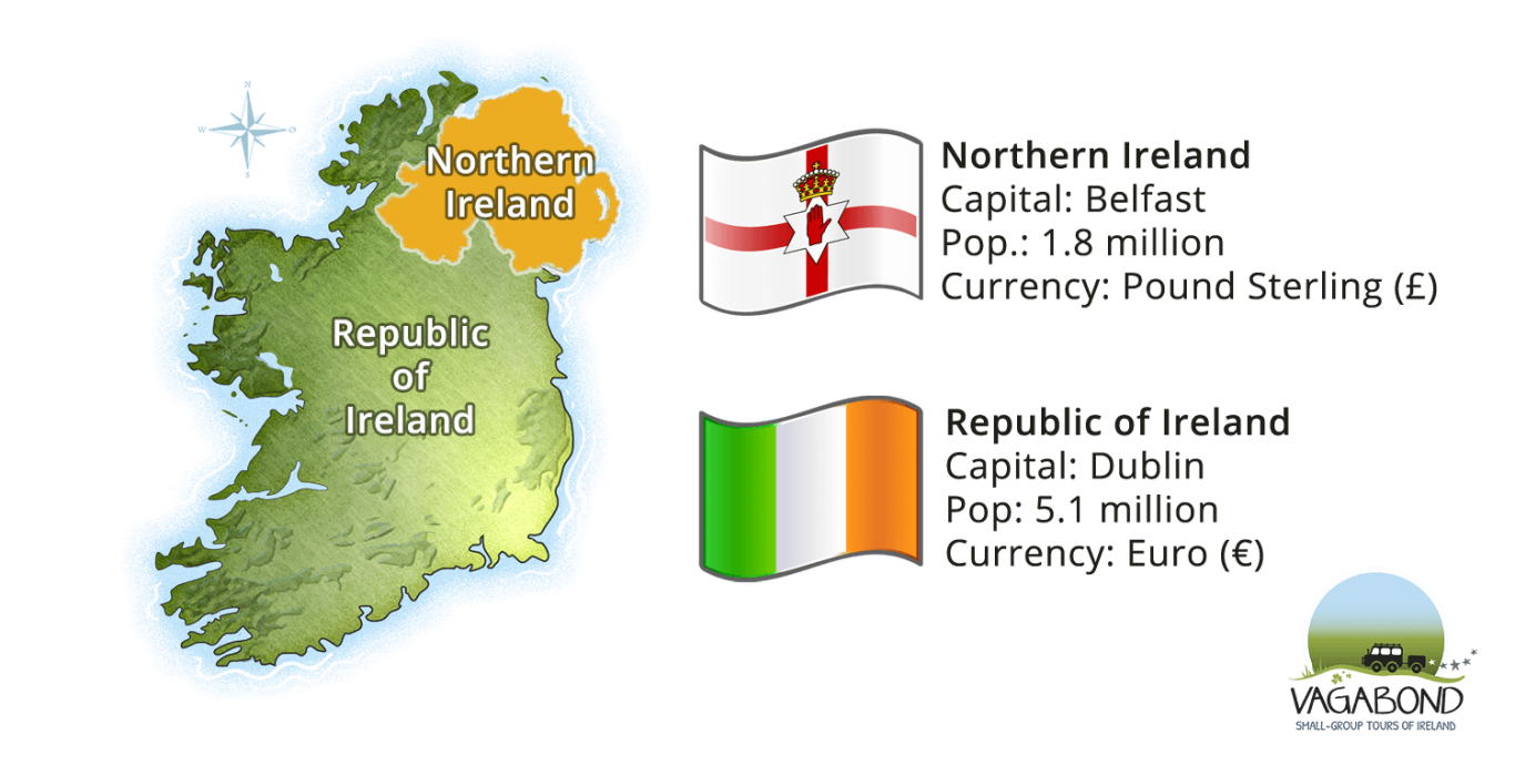 Map showing Northern Ireland and the Republic of Ireland