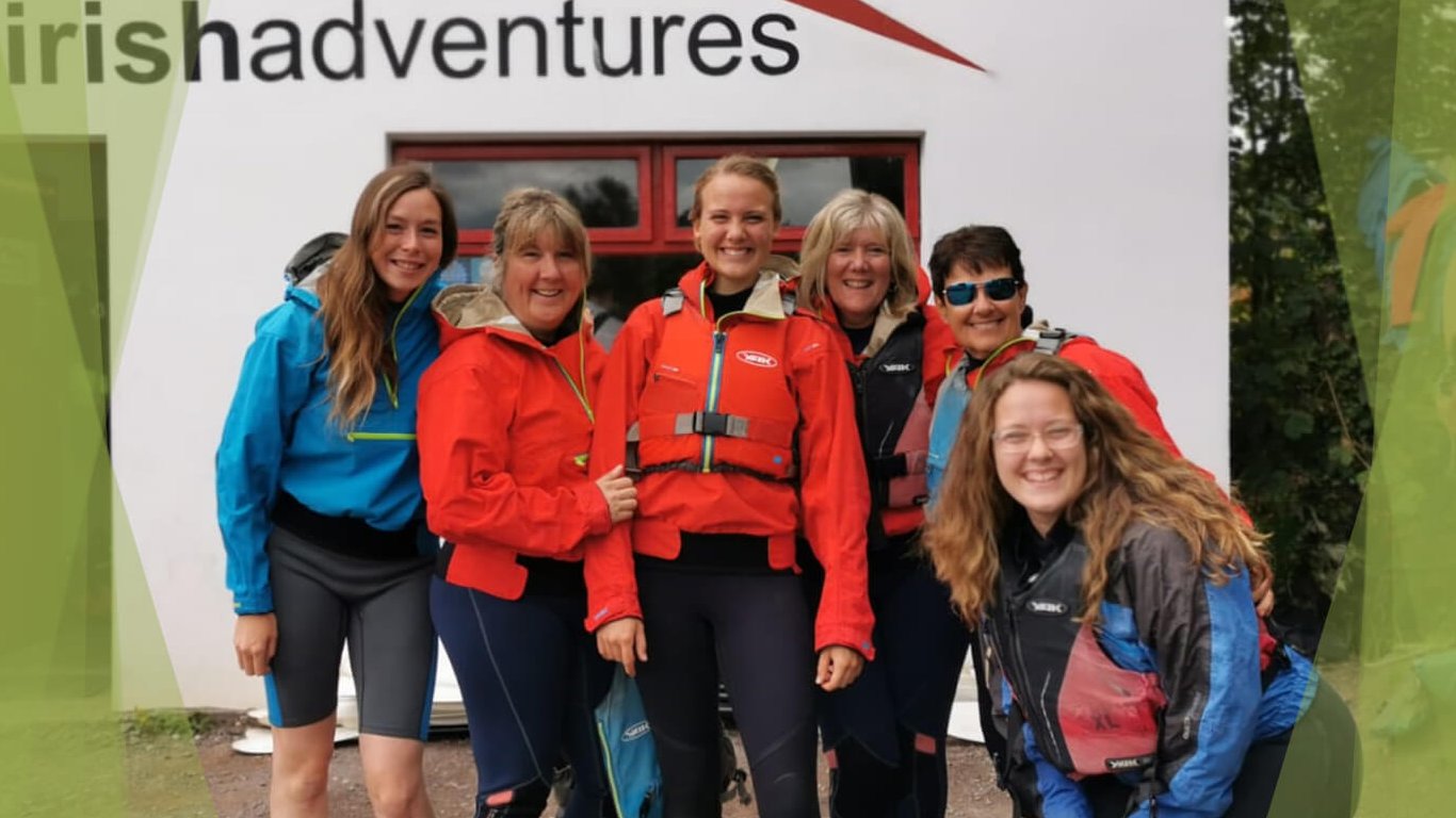 Female kayaking tour Group at Irish Adventures in Dingle, Ireland
