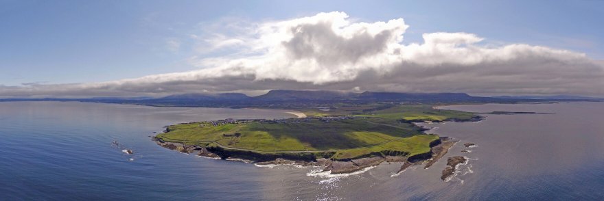 Aerial shot of scenic Mullaghmore peninsula in Sligo, Ireland