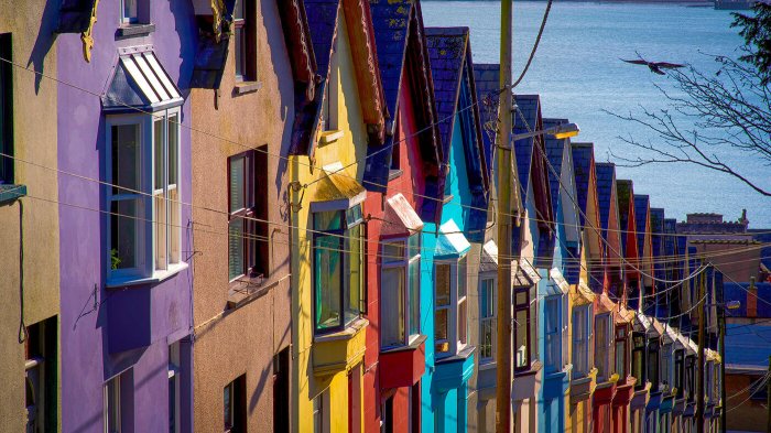 Colourful row of houses in Cobh, Ireland