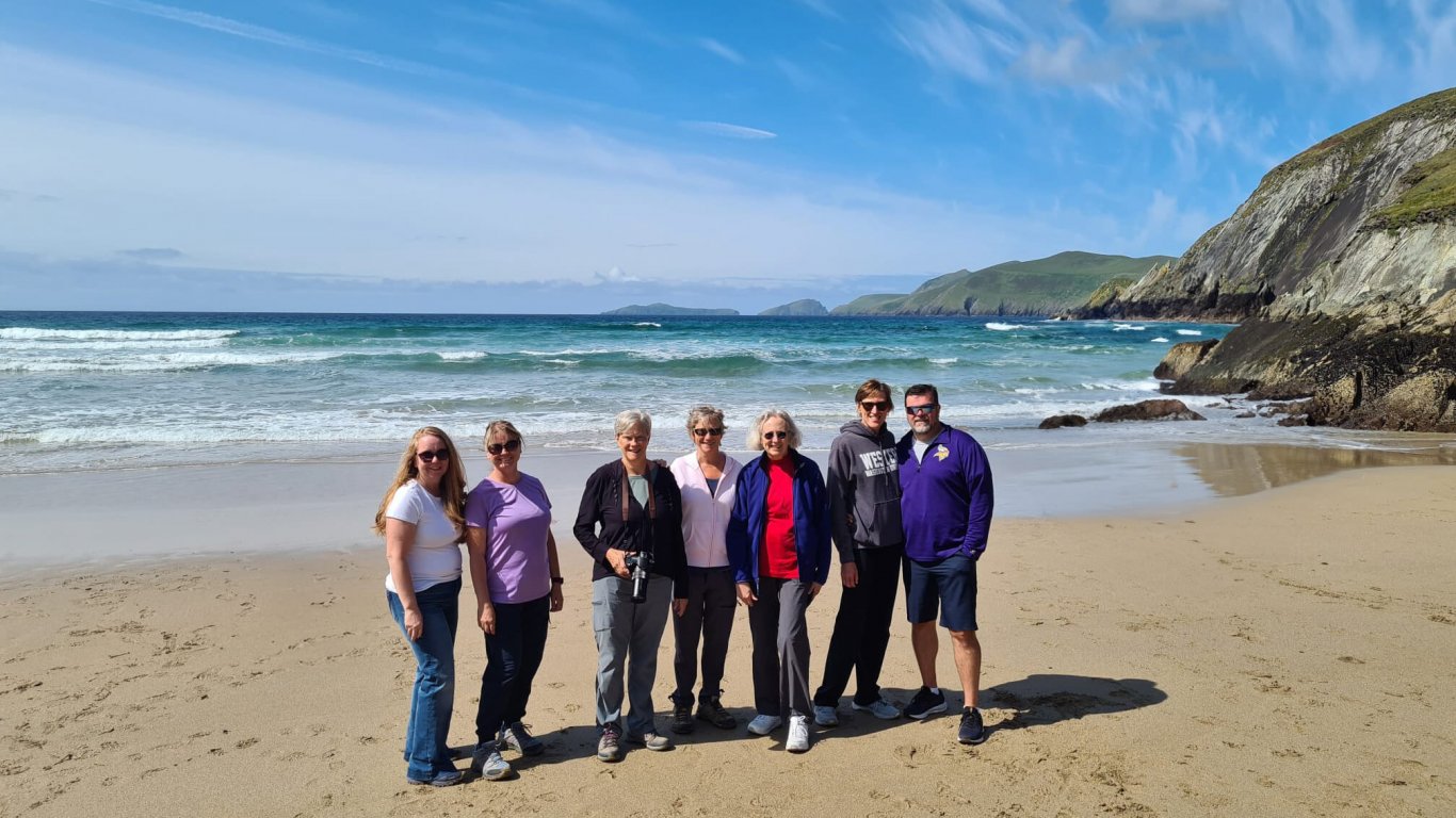 A happy group on beach in Ireland