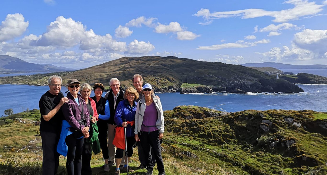 A group of guests doing the bullig bay loop walk on the beara peninsula