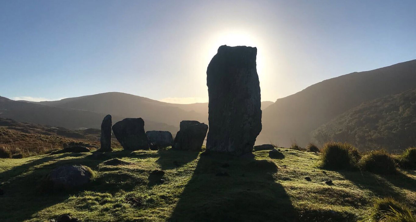 The uragh stone circle in the sunshine