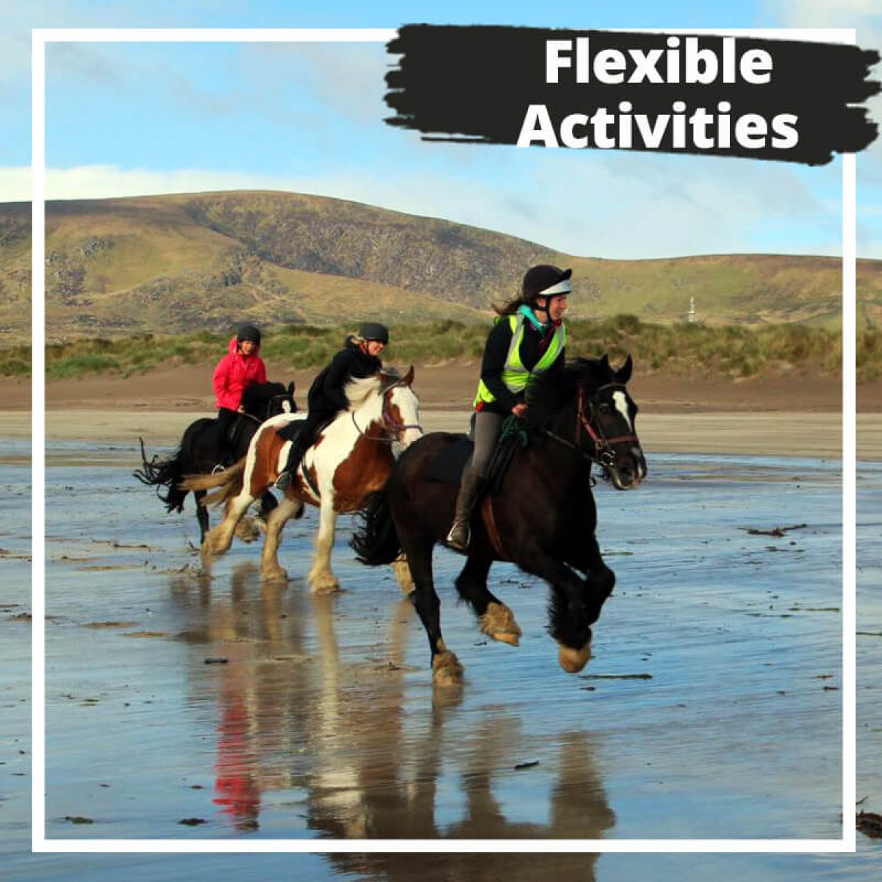 Flexible Activities horse riding on a beach in Ireland