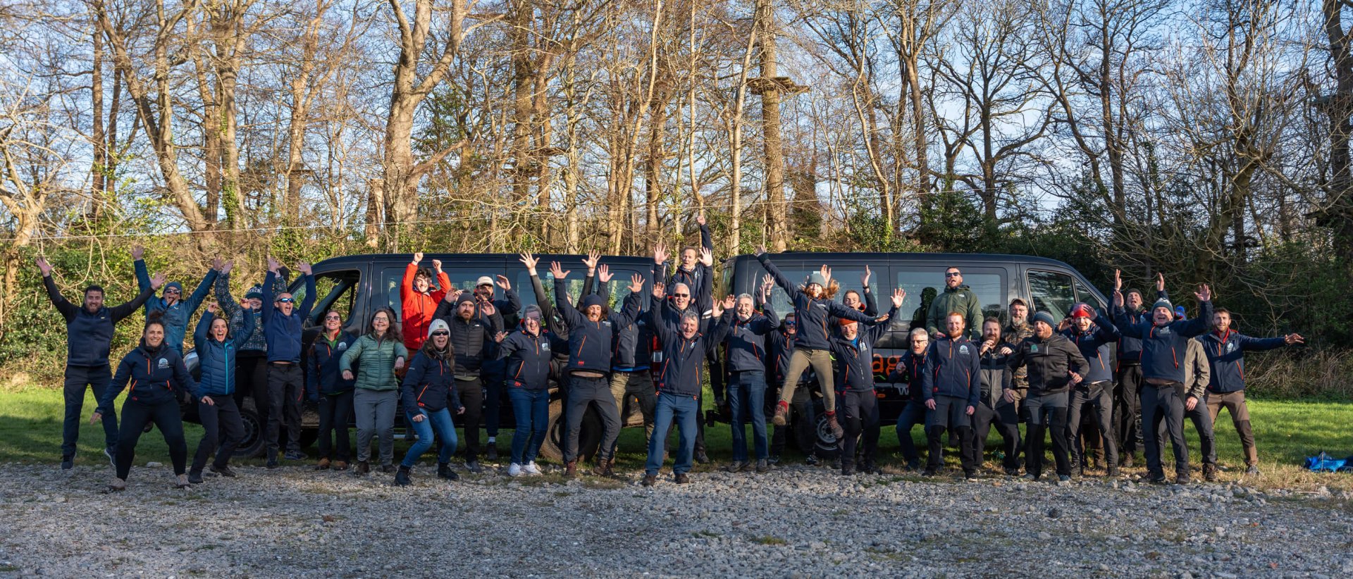 Vagabond and Driftwood Tour Guides jumping in Ireland