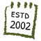 Calendar icon with green icon and black text saying ESTD. 2002