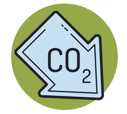 Illustrated co2 reduction arrow