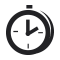 A black icon of a clock showing two o'clock