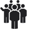 A black icon of five people showing our groups are small