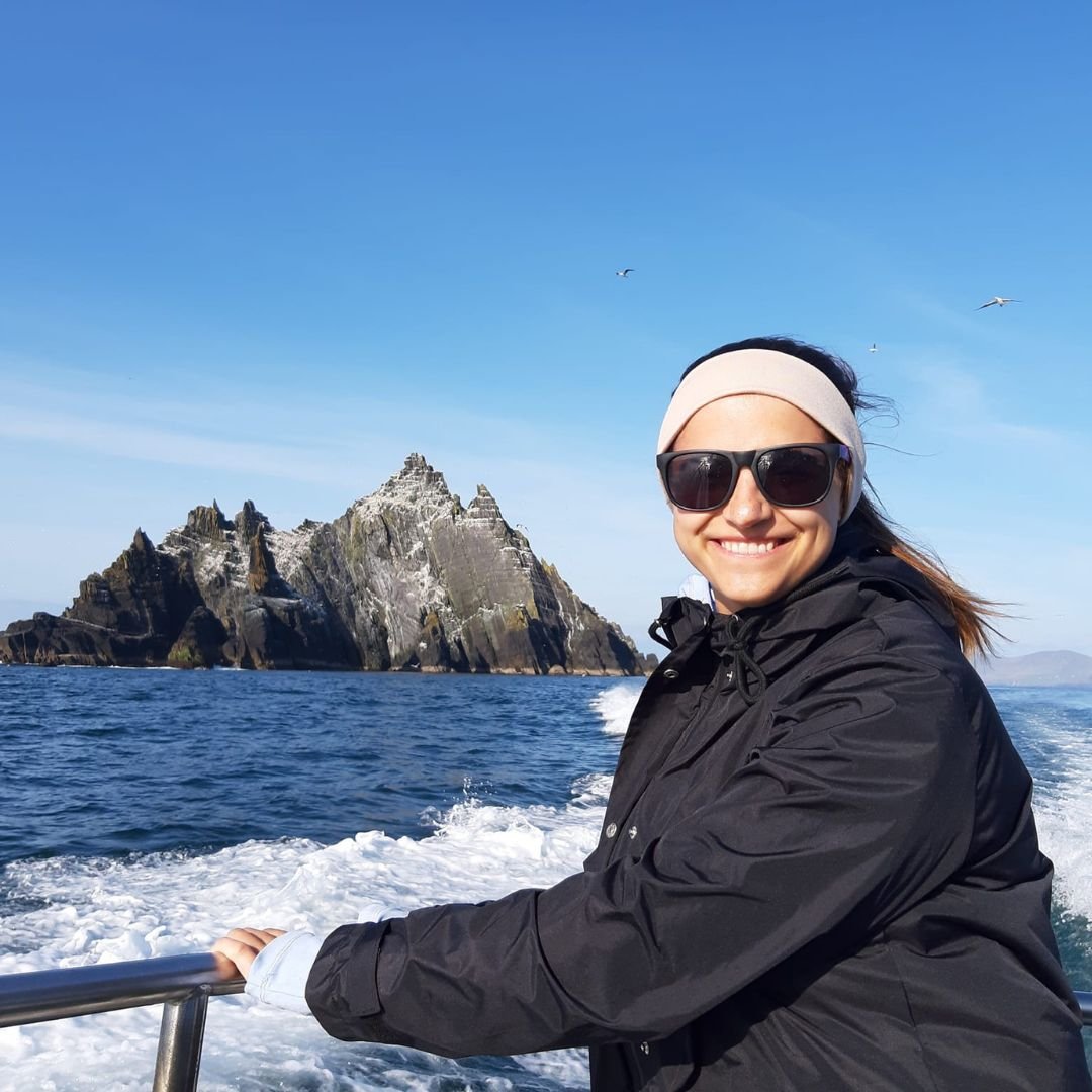 A girl on the skellig island boat trip