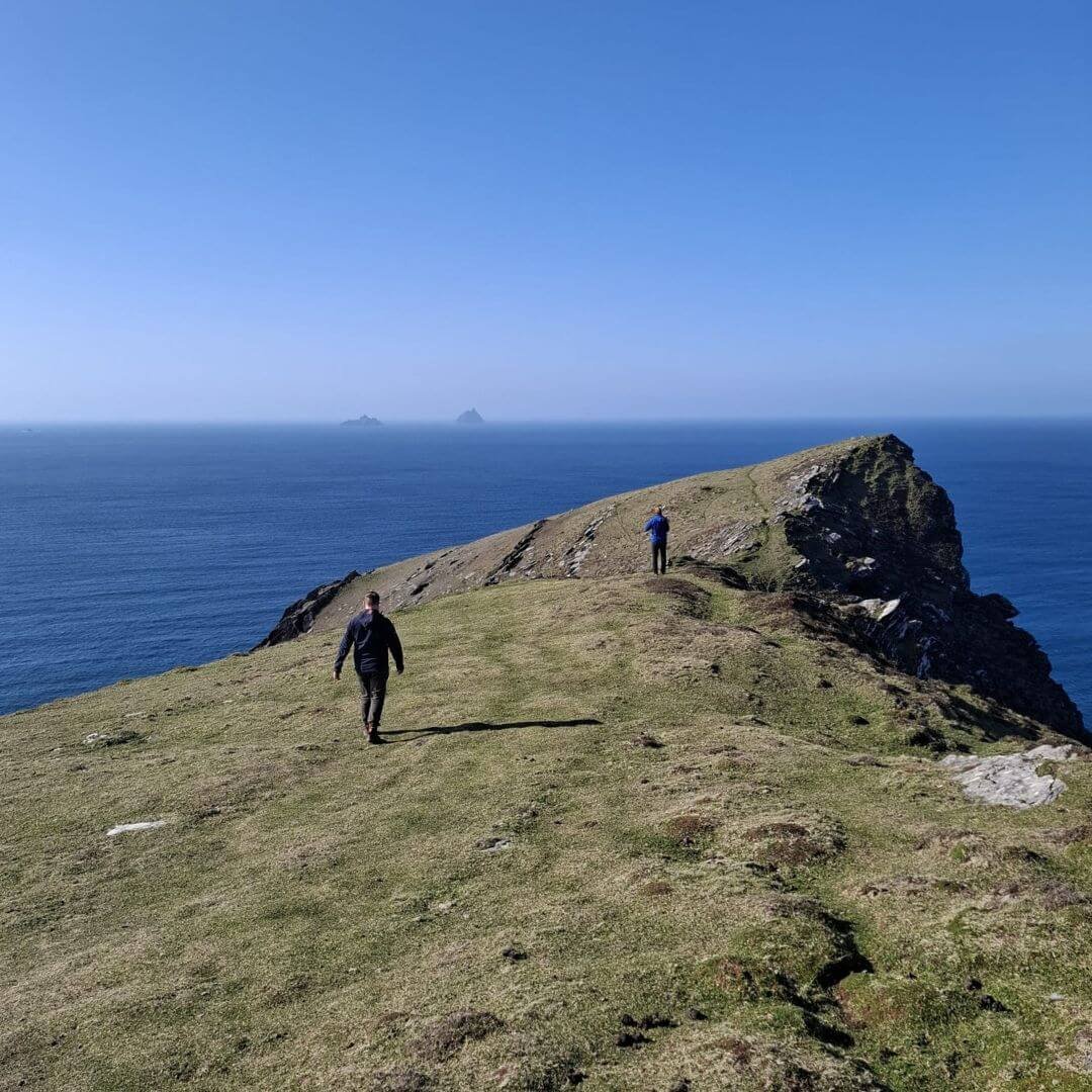 A group walking on bray head,valentia island