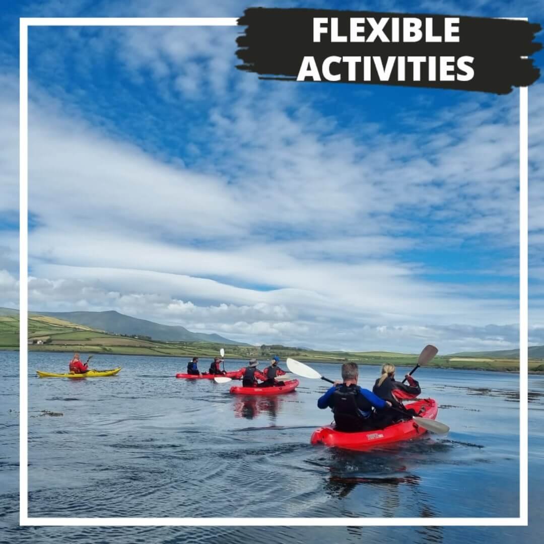 A group of kayakers on dingle bay