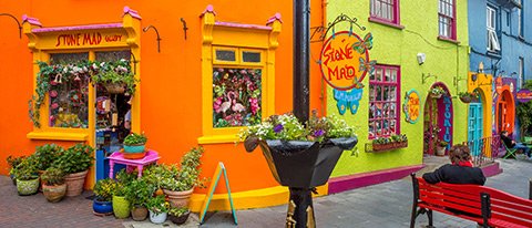 Colourful village street in Ireland